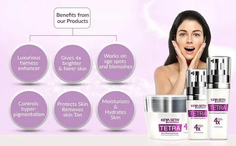 Tetra 4X Skin Whitening Treatment (Skin Whitening Conditioner + Serum +Night Cream)